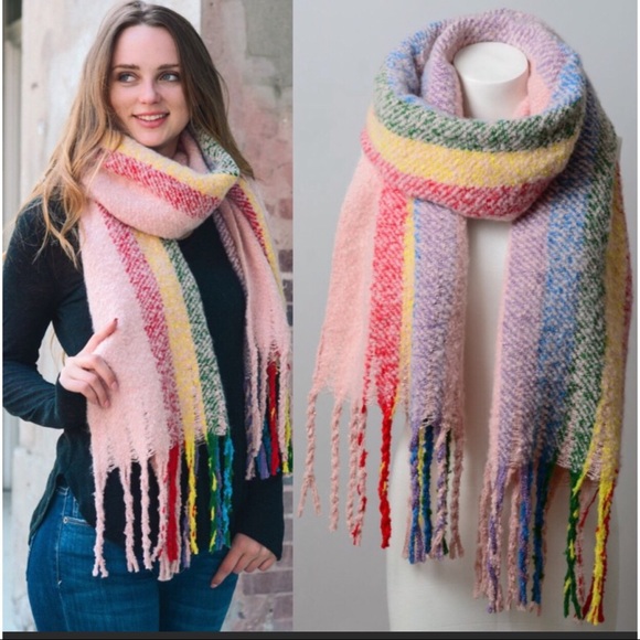 SALE GORGEOUS RAINBOW TASSEL SCARF - Picture 2 of 2